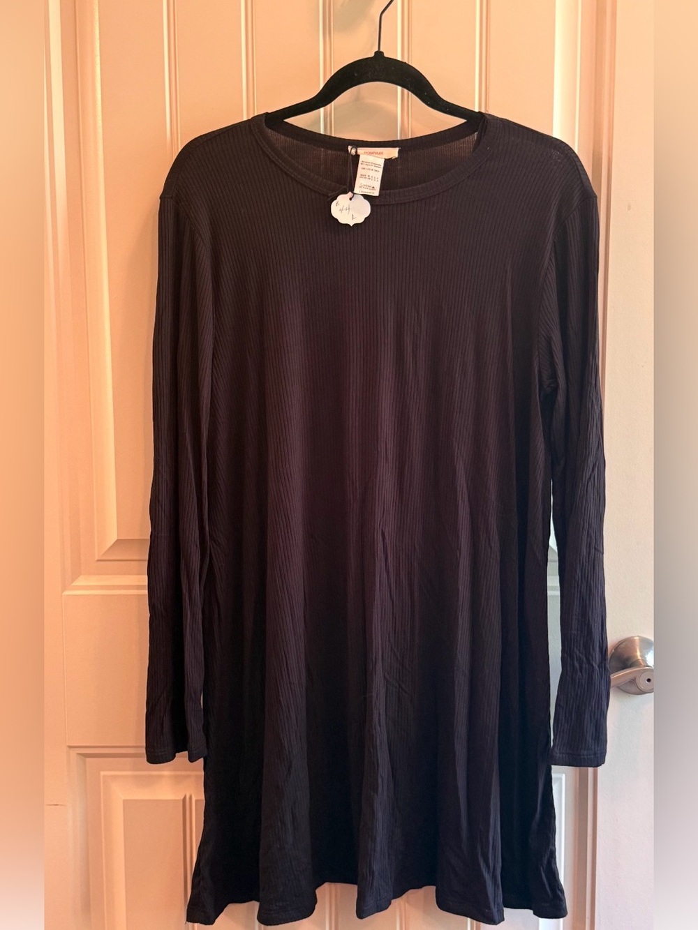 Long Sleeve Ribbed Black Women’s Dress